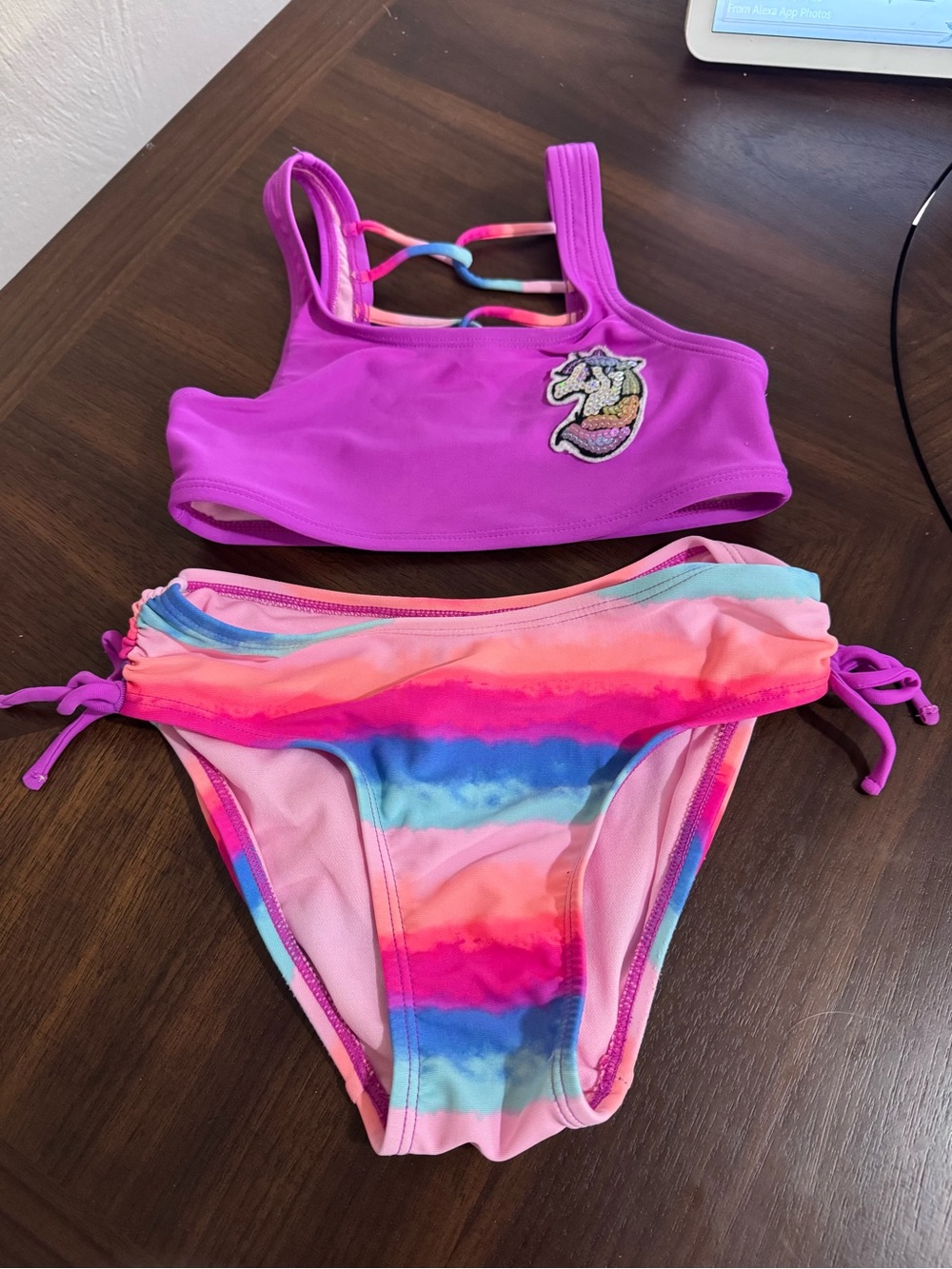 SO Purple Tank Bikini with Rainbow Stripe Bottoms